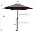 thumbnail image 5 of 9 FT Patio Umbrella, Waterproof Umbrella with Crank & Push Button Tilt, Heavy Duty Umbrella for Garden Backyard Pool Swimming Pool Market, Chocolate, 5 of 7