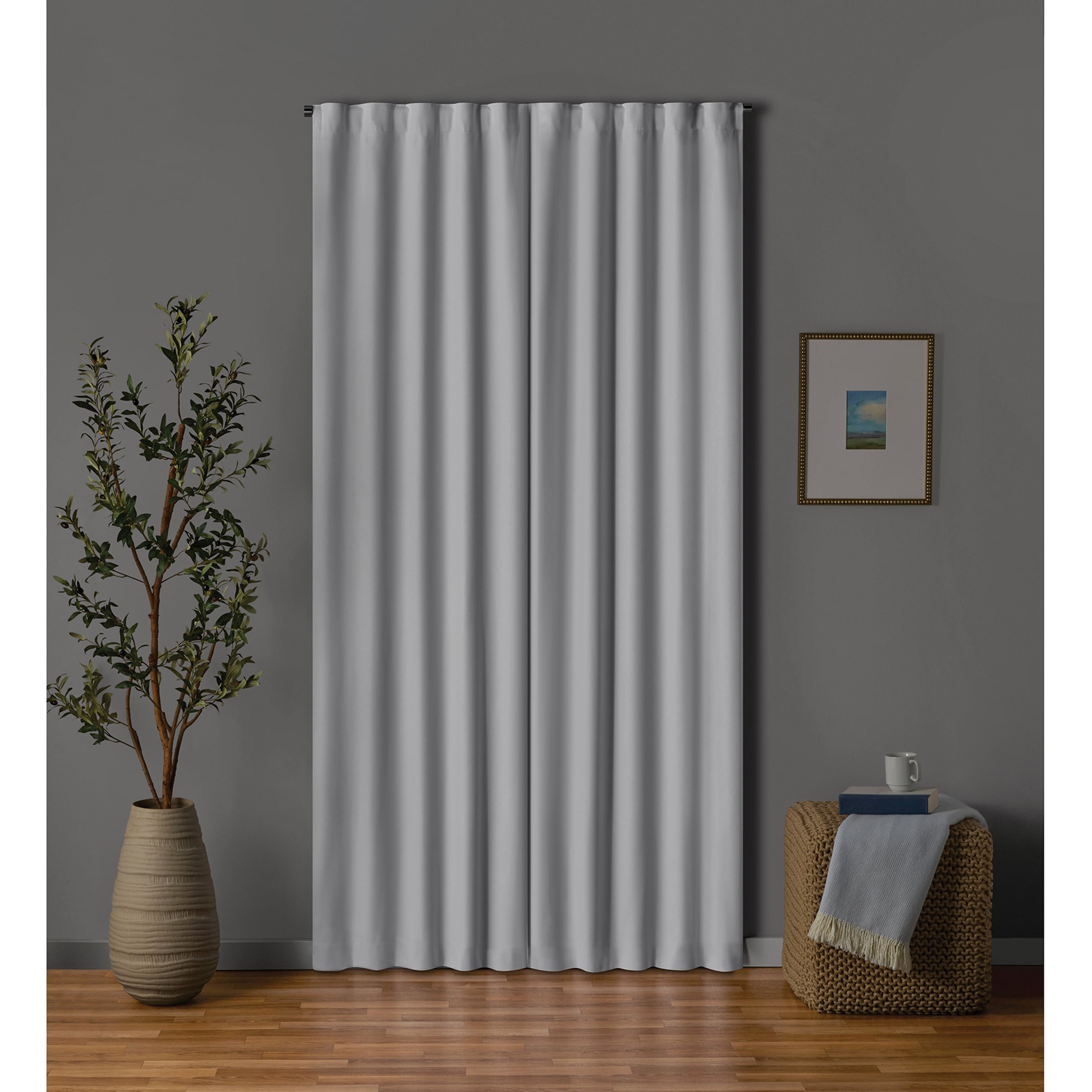 Mainstays 100% Blackout Curtain Panel Pair, White, Rod Pocket with Back Tabs, Set of 2, 30 in x 95 in