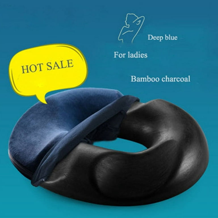 Memory Foam Donut Seat Cushion Orthopedic Hemorrhoid Treatment Donut Pillow  Office Chair Car Seat Massage Cushion (For Women - Navy Blue) 