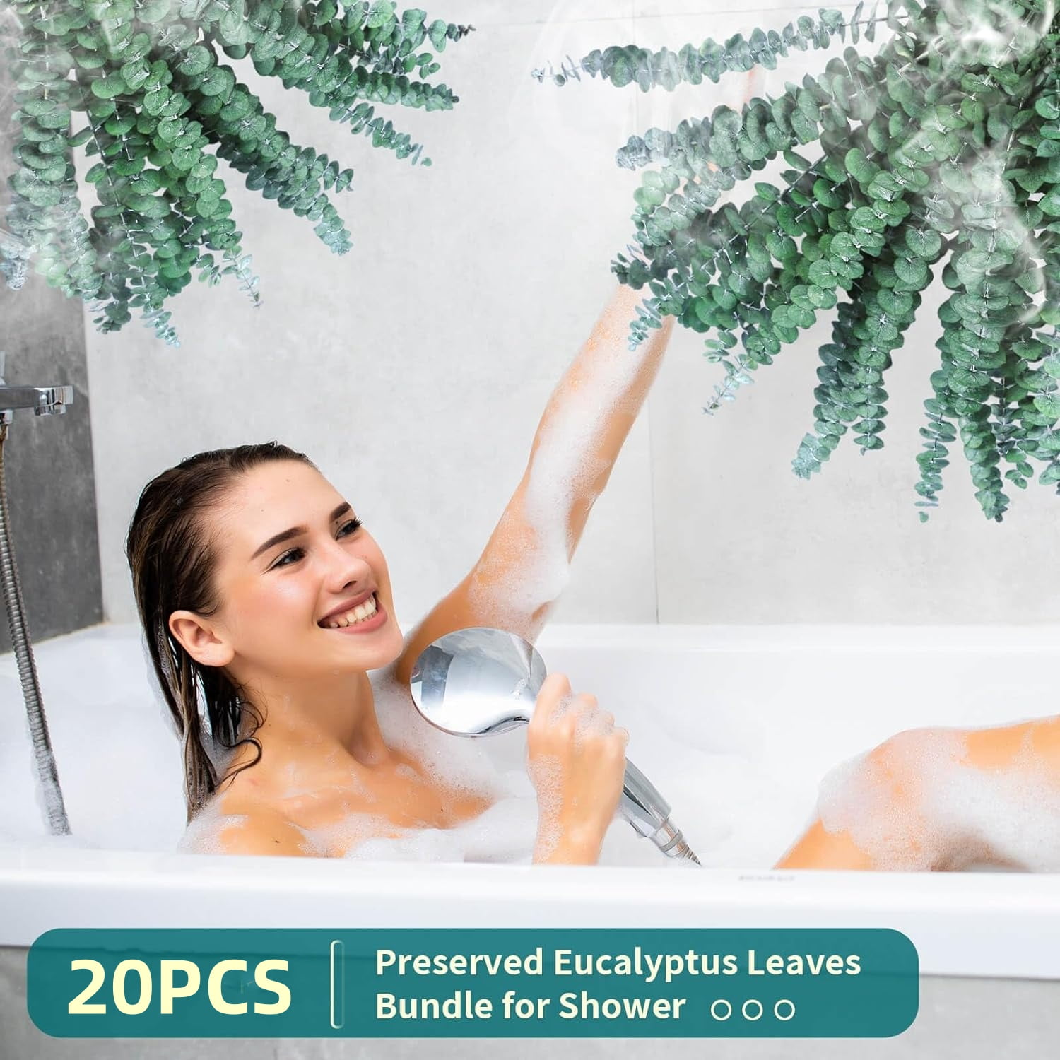 20 PCS Dried Eucalyptus Stems for Shower - 17" Dried Plant for Eucalyptus for Shower, Fresh Eucalyptus Branches Leaves Greenery Hanging, Flowers Arrangement, Home Wedding Decor Home Spa,Green