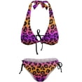 thumbnail image 5 of SKQIT Women's Two Piece Leopard Print Halter Triangle Tie Side Bikini Bathing Suits, 5 of 7