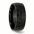 thumbnail image 4 of Titanium Black IP-Plated Hammered 8mm Band Ring 9 Size, 4 of 6