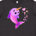 thumbnail image 4 of Inktastic Valentine's Day Cute Pink Narwhal with Hearts Youth T-Shirt, 4 of 5