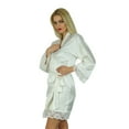 thumbnail image 2 of Bimba Women Kimono Sleeve Satin Short Robe Getting Ready Bride Bridesmaid Lace Robes Coverup, 2 of 6