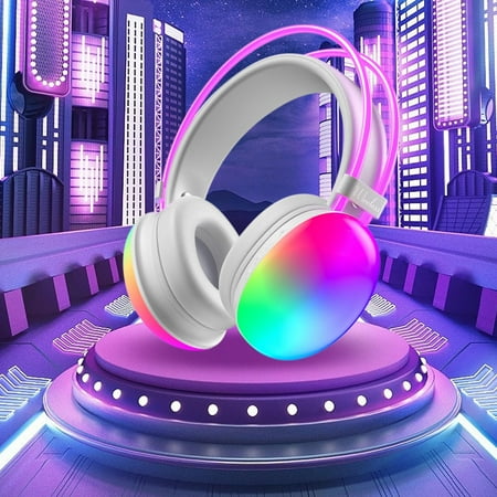 Hwuxmo Headphones Wireless Bluetooth Headset Subwoofer Bluetooth 5.3 Mobile Computer Game Music Sports Game Headphones White
