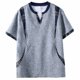 thumbnail image 2 of Camiseta de Cuello en V de Manga Corta para Hombres con Empalme a Damas, Tejido de Punto Ligero para Ropa Callejera Y Desgaste Casual, 2 of 9