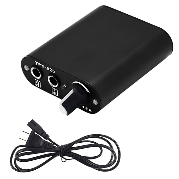 GJX Mini Tattoo Power Supply Set 18V/1.5A 90V-265V Tattoo Mini Motor Black Tattoo Machine Power Supply with Tattoo Clip Cord and Foot Pedal Cord for Permanent Makeup Tattoo Supply Access