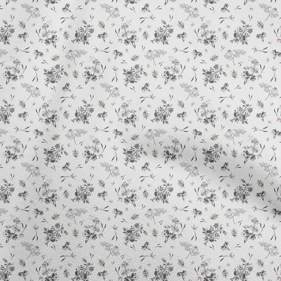 oneOone Cotton Flex White Fabric Floral Craft Projects Decor Fabric Printed By The Yard 40 Inch Wide