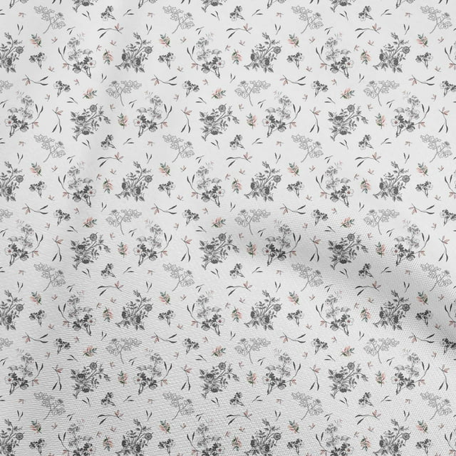 oneOone Silk Tabby White Fabric Floral Sewing Craft Projects Fabric Prints By Yard 42 Inch Wide