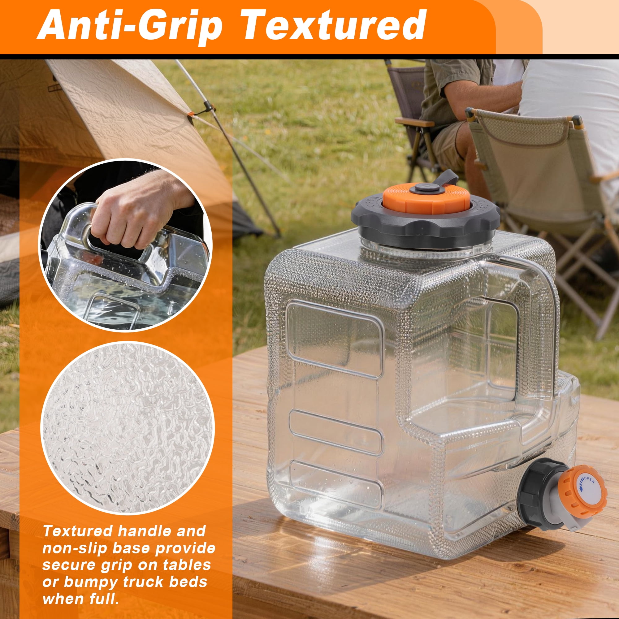 Unique Bargains 8L/2.11Gal Camping Water Jug with Spigot RV Water Storage Tank Emergency Water Container Portable Water Bucket RV Camping Outdoor Picnic No Leakage Adjustable Water Flow Gray