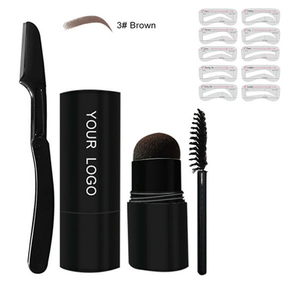 Kit de Pochoir pour Sourcils et Kit de Mise en Forme Waterproof Front Stamp Hairline Shadow Powder