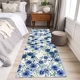 thumbnail image 4 of Runner Rug 2'x6', Navy Blue Roses Washable Non-Slip Hallway Runner Rugs, Spring Floral Elegant Pastoral Botanical Bedside Rugs Floor Mats Carpet Runners for Kitchen Bathroom Laundry Room, 4 of 8