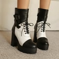 thumbnail image 2 of YLYL Women Boots Block High Heel Round Toe Lace-up Classic Platform Ankle Booties, 2 of 9