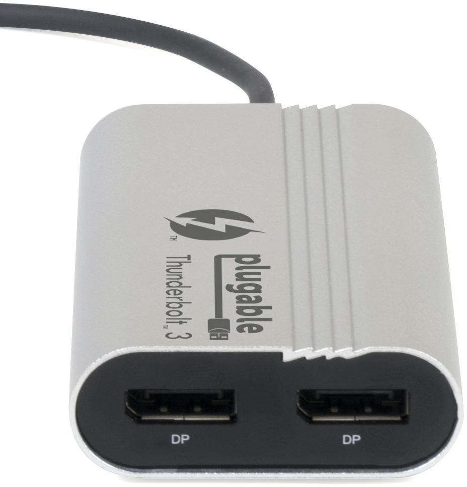 Plugable Thunderbolt 3 to Dual DisplayPort Display Adapter Compatible with MacBook Pro Systems (2019\2018\2017), Project or Stream to up to 2x 4K 60Hz Monitors Or 1x 5K (Thunderbolt 3 Certified) - image 3 of 7