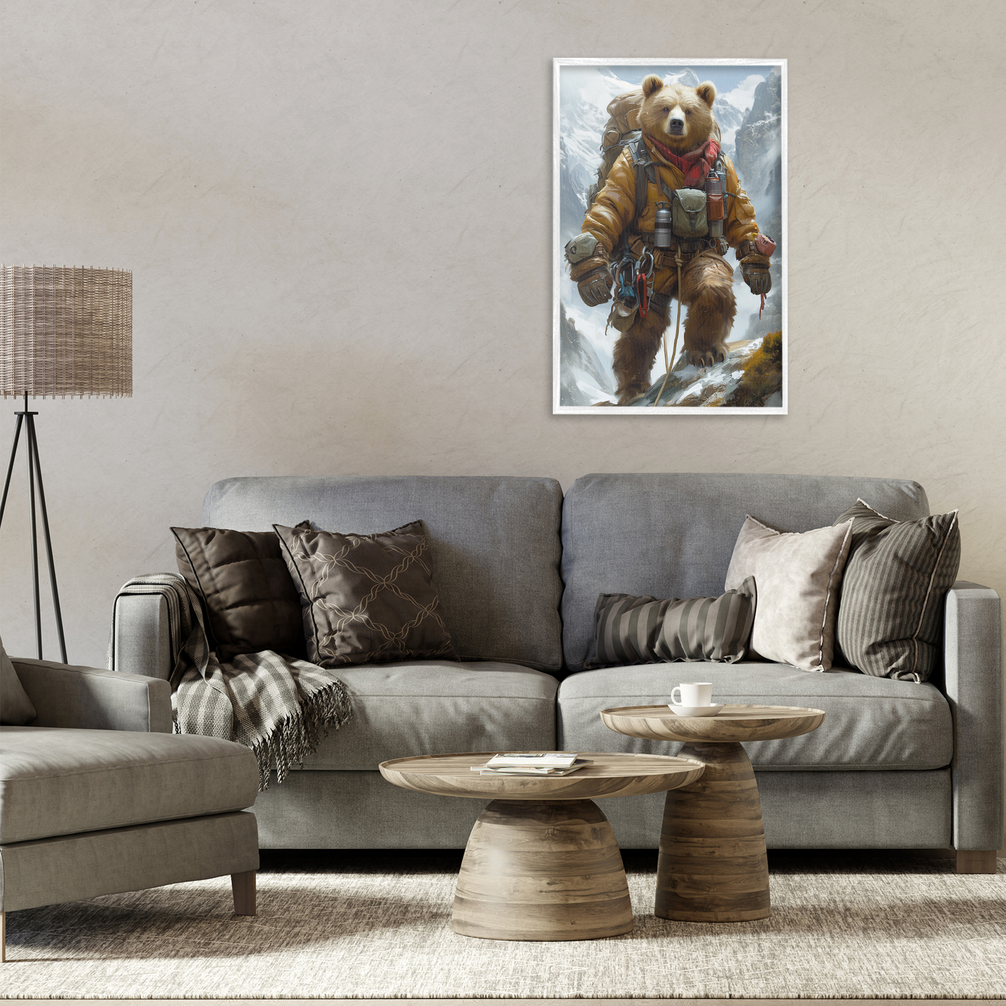 Stupell Industries Mountain Hiking Bear Animals & Insects Painting White Framed Art Print Wall Art, 20 x 30