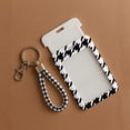 thumbnail image 3 of WIRESTER Slide-Open ID Badge Holder Keychain, Hard Plastic Card Case with Clear Window for ID, Credit Card, Bus Pass & Photo – Black Houndstooth, 3 of 6