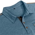 thumbnail image 6 of Resicozy Men's Casual Polo Shirts Classic Button Basic Short Sleeve Shirt Solid Color Tees Fashion Big and Tall Tops with Pockets Blue XL, 6 of 8