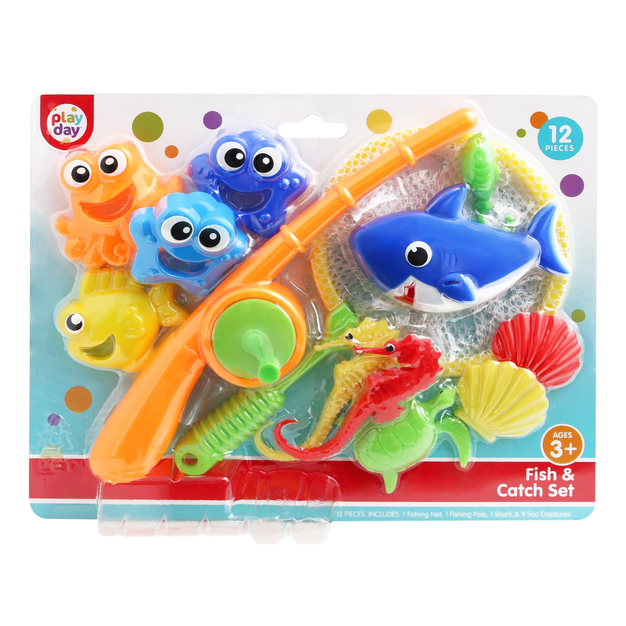 Play Day Fish & Catch 12-Piece Pool & Bath Toy Game, Ages 3+, Unisex