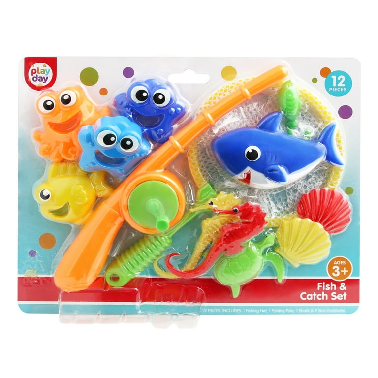 Play Day Fish & Catch 12-Piece Pool & Bath Toy Game, Ages 3+, unisex