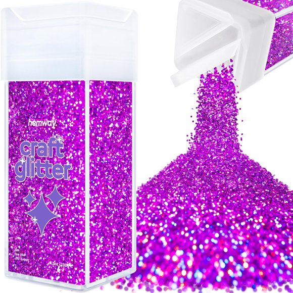 Hemway Craft Glitter Shaker 130G / 4.6Oz Glitter Para Artes Manualidades Vasos De Resina Uñas Pintura Decoración Festival Cosmético Cuerpo - Fino (1/64"" 0.015"" 0.4Mm) - Púrpura Holográfico