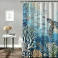 thumbnail image 2 of Orinice  Beach Ocean Theme Shower Curtain, Nautical Coastal Tropical Fish Sea Turtle Fabric Shower Curtains Set for Kids Bathroom Decorative, Fun Turquoise Blue Restroom Accessories with Hooks  36x72, 2 of 7