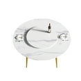 thumbnail image 5 of Magic Home 59” White Sintered Stone Round Dining Table with 31.5” White Slate Round Turntable for 6 People with Gold Sturdy Metal Legs, 5 of 7