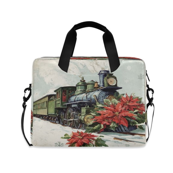 16" Laptop Briefcase for Work Travel Laptop Shoulder Bag Carrying Handbag Laptop Case Old Train with Flowers