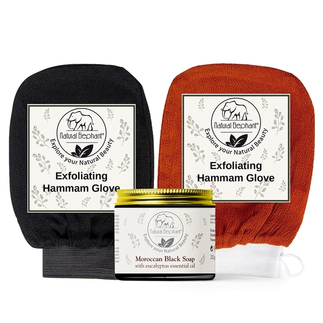Jabón natural con diseño de elefante marroquí, 200 g, con guante para hammam