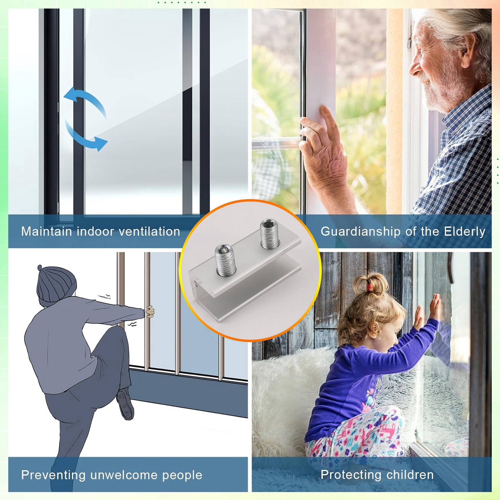 10 Set Sliding Sash Stopper Cabinet Locks Straps Doors Security Anti-Theft Lock Window Sliding Door Doors Lock Two Holes