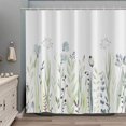 thumbnail image 2 of Floral Shower Curtain, Blue Watercolor Floral with Green Plants Botanical Bathroom Curtains for Bathtub Decor Machine Washable Waterproof Fabric with 12 Hooks, 2 of 6