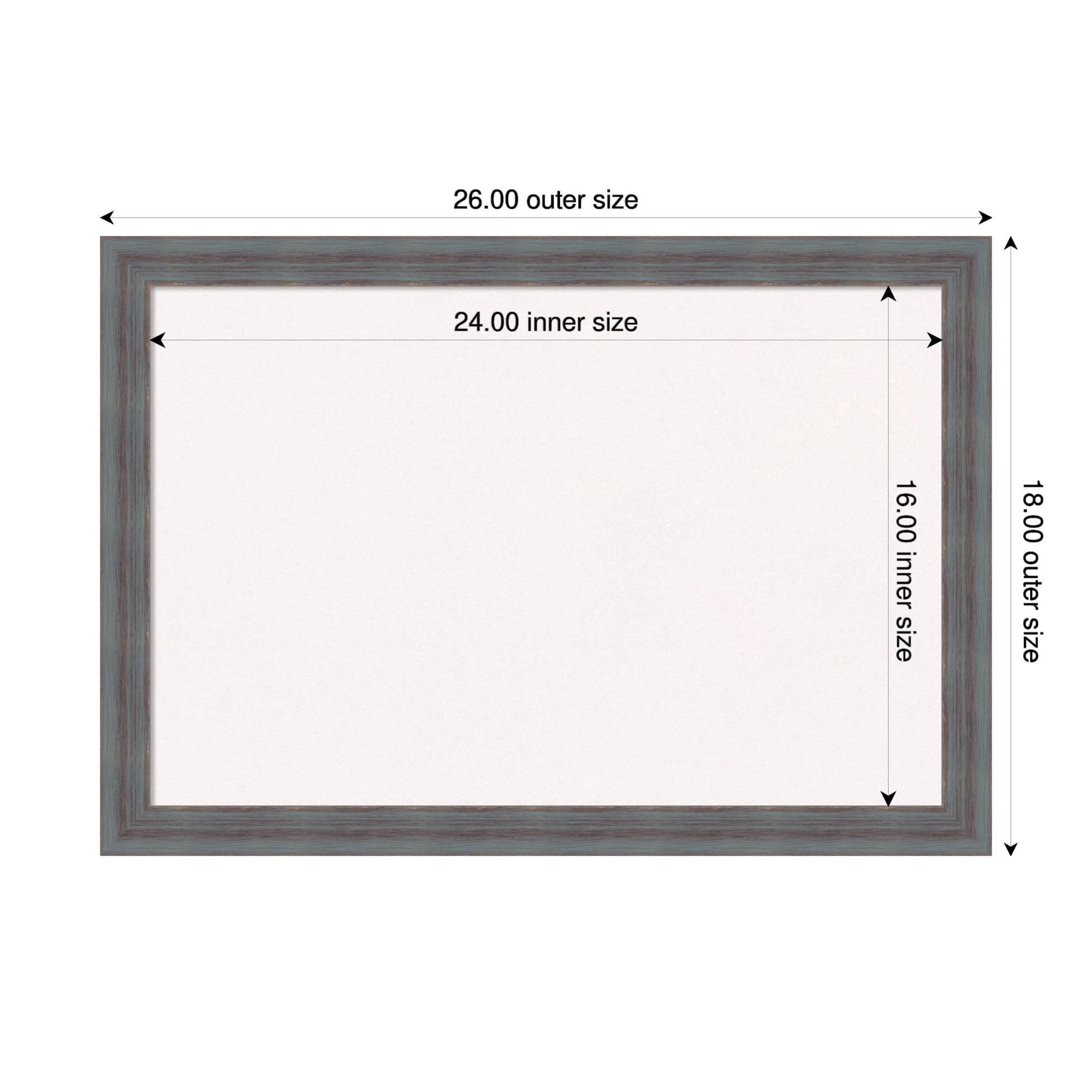 Amanti Art White Cork Board Wood Framed Dixie Blue Grey Rustic Bulletin Board 26 in. x 18 in.