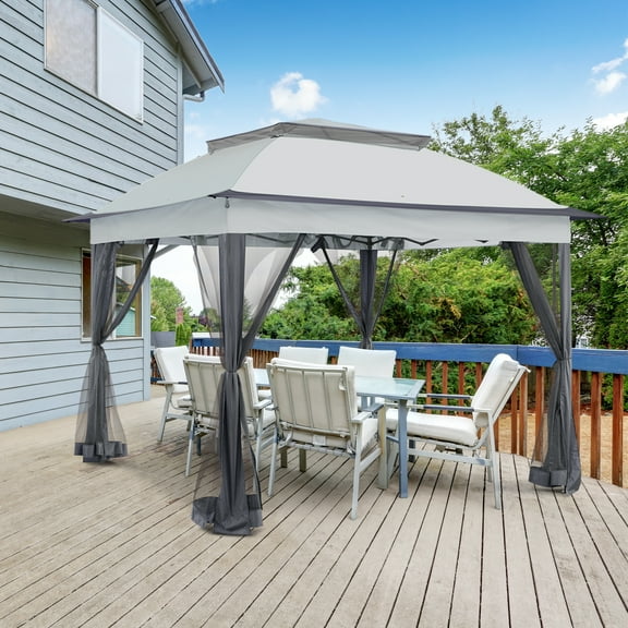 EAGLE PEAK Gazebo 11'x 11' Straight Leg Pop-Up Canopy(Gray)