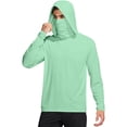 thumbnail image 2 of Men's UPF 50+ Sun Protection Long Sleeve Hooded Shirt with Mask for Spring Fall Hiking Fishing Outdoor,Light Green,2XL, 2 of 8