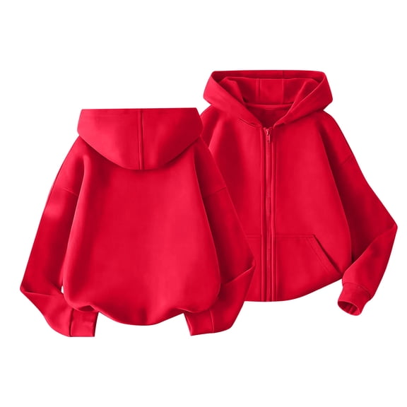 Boys Girls Zip up Hoodies Jacket Trendy Athletic Solid Long Sleeve Hooded Sweatshirts Kids School Fashion Outdoor Hoodie Jackets