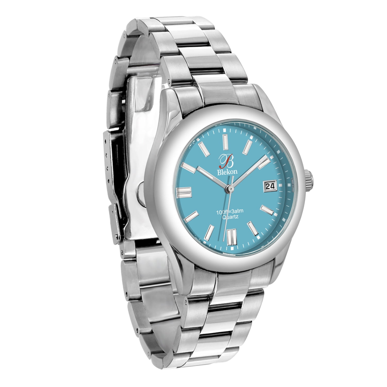 Blekon Original Stylish Bracelet & Leather Watch Set - Elegant Timepiece for Everyday and Special Occasions - (Aqua)