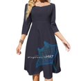 thumbnail image 3 of Robe à Encolure Carrée Électrique Douce Robe d'Été Femme Élégante Imprimé Licou Robe Stingray Animal Poisson Océan Stinger Bleu, 3 of 5