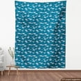 thumbnail image 4 of Ambesonne Cartoon Fabric by the Yard Upholstery, Unicorn Clouds Stars Moon, 1 Yard, Petrol Blue and Mustard, 4 of 5