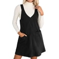 thumbnail image 1 of HXWCHs Robe Unie à Manches Courtes Robe Chasuble Décontractée en Velours Côtelé Coupe Décontractée Salopette Style Denim avec Poches TG Noir, 1 of 5