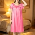 thumbnail image 5 of Blmnix Lightweight Nightgowns Sleep Shirts for Women Satin Nightgown Sleep Dresses Sleep Dress Knee Length Short Sleeve Red Crew Neck Mumu Nightgown for Women, 5 of 7