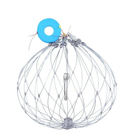 Yoloke Soft Steel Fishing Net Ound Fish Trapping Net Used for Catching Fish Lobsters and Crabs with A Long Rope for Easy Use