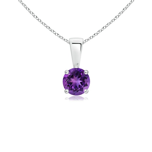 Angara Collier en Améthyste Naturelle - Pendentif Solitaire Rond en Argent Sterling 925 pour Femmes