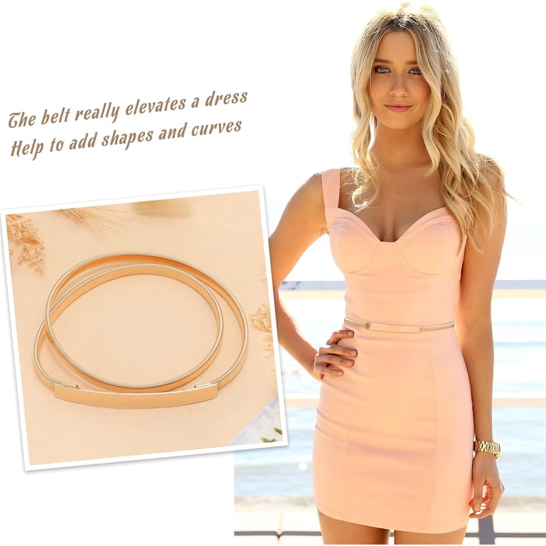 Skinny Metal Cinch Belt for Dress Stretch Thin Waist Belt  display picture 2
