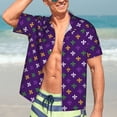 thumbnail image 5 of Picia Purple Mardi Gras Gentle Cotton Regular Fit Short Sleeve Casual Hawaiian Shirt for Men-X-Large, 5 of 9