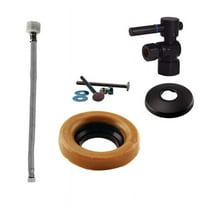 Westbrass Lever Handle Angle Stop Toilet Kit with Supply Line, Wax Ring & Flange, Oil Rubbed Bronze