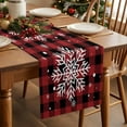 thumbnail image 2 of Merry Christmas Cotton Linen Table Runner Snowflakes,Buffalo Plaid Red Black Dining Table Runners for Home Decor Party Dining Room Restaurant Kitchen Party 13" x 48", 2 of 9