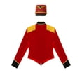 thumbnail image 6 of vastwit Womens Marching Band Drum Major Long Sleeve Fringe Epaulet Velvet Jacket with Hat Red A M, 6 of 7