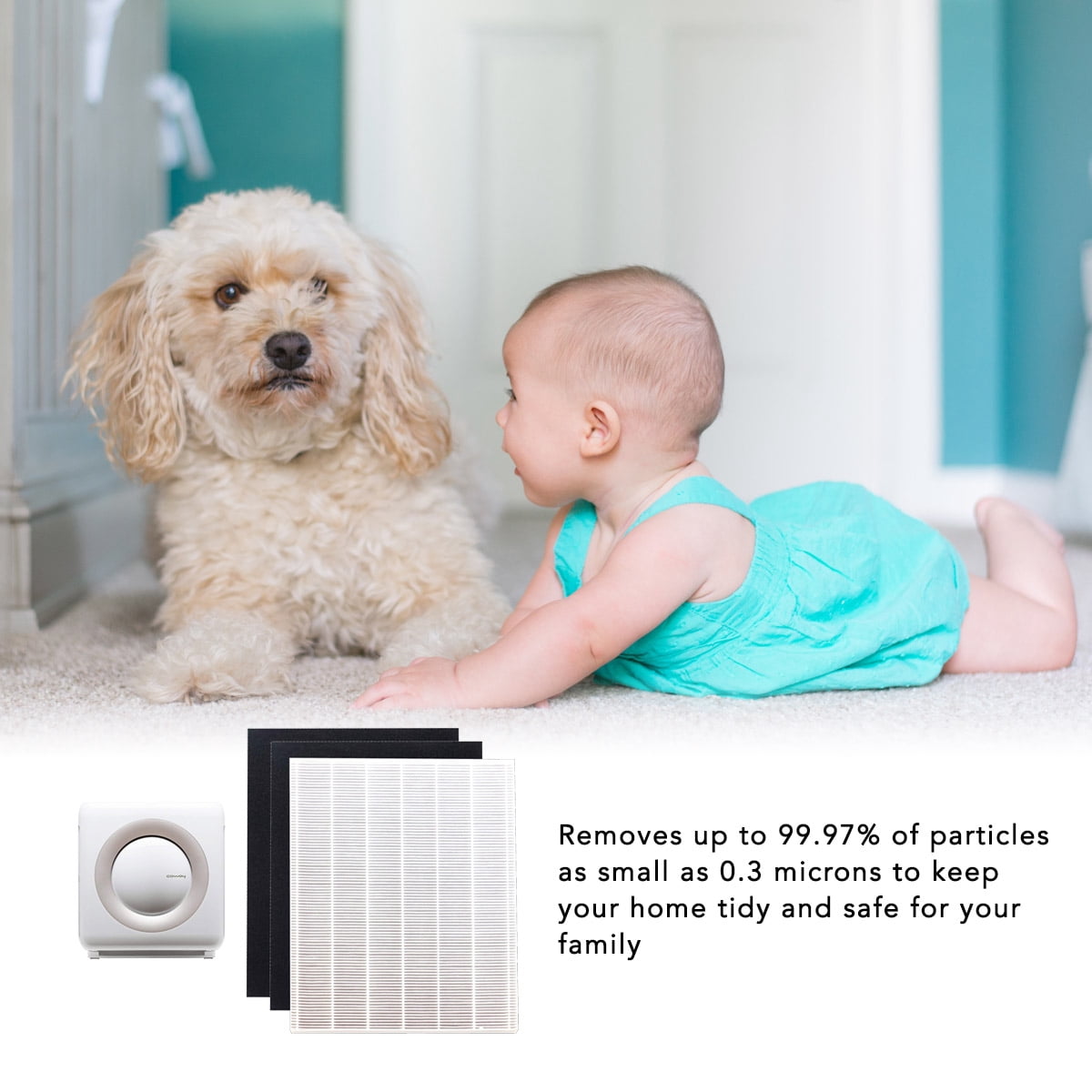 MaximalPower Replacement HEPA Filter for Coway AP 1512HH & AP 1512HH-FP Air Purifiers (2 Sets & Brush)