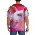 thumbnail image 5 of Xecao offers the Pink Pig for Men's Casual Short-sleeved Shirt, a button-up collared shirt with a pocket, perfect for beach vacations and yacht travel in the 4X-Large size., 5 of 7