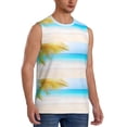 thumbnail image 2 of Bixox Men's Coconut Palm Tree on Beach Printed Shirt Sleeveless Fitness Tank Top-X-Large, 2 of 7
