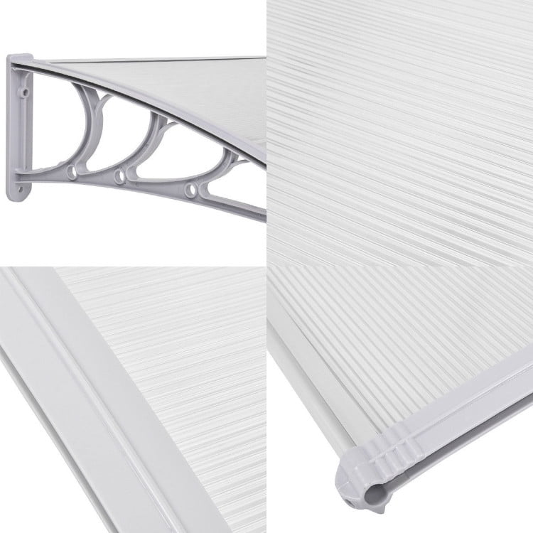 Aimee Lii 40 x 40 Inch Outdoor Polycarbonate Front Door Window Awning Canopy, Outdoor Awning for Patio, Gray